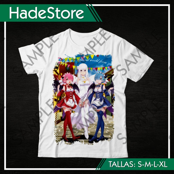 Polera Blanca Personalizada - Re-Zero 03