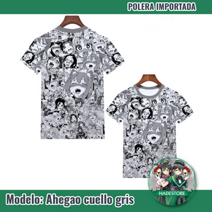 Polera importada Ahegao - Modelo cuello gris (talla normal)